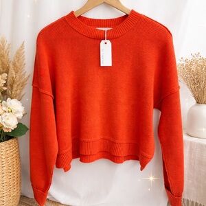 By Together Vibrant Orange Crew Neck Sweater